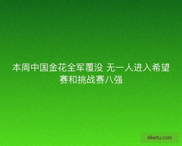本周中国金花全军覆没 无一人进入希望赛和挑战赛八强